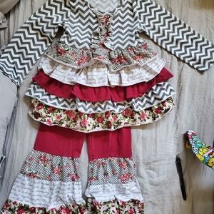 2 pc Ruffled Boutique Outfit Girls 2T